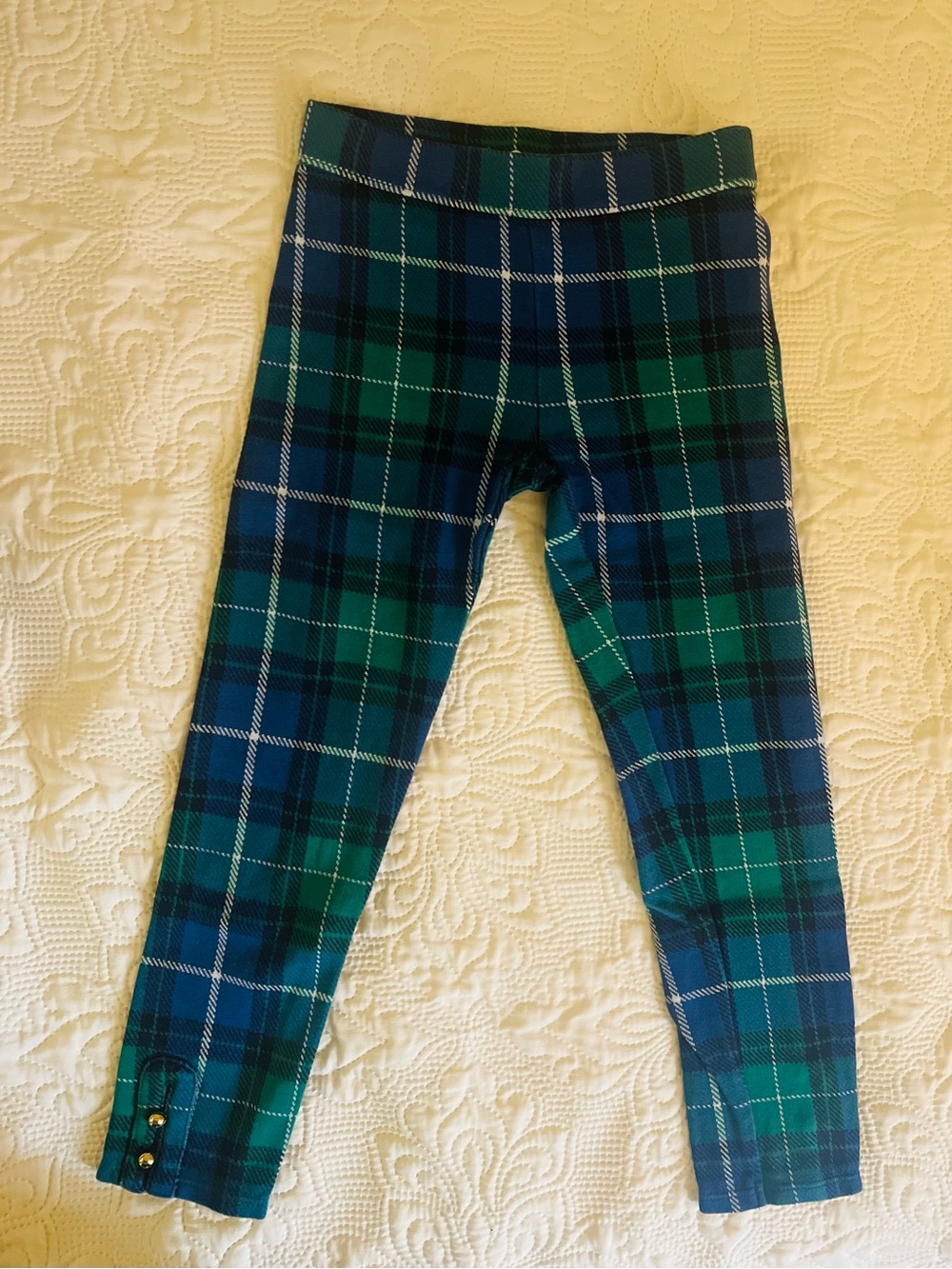Janie and Jack Green & Blue Plaid Girls' Leggings